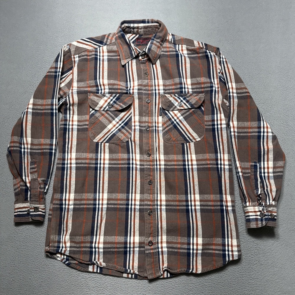 Vintage Five Brothers Shirt Mens Size Large Tall Heavyweight Plaid‎ Flannel READ